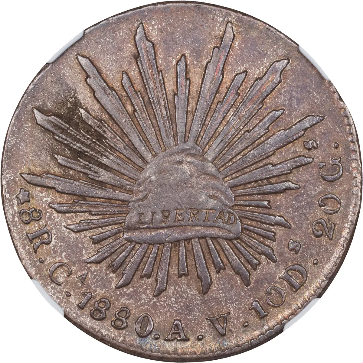 MEXICO. 8 Reales, 1880-Ca AV. Chihuahua Mint. NGC AU-55.