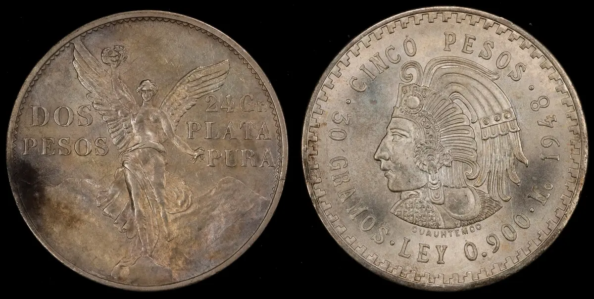 MEXICO. Duo of 20th Century Silver Denominations (2 Pieces), 1921
