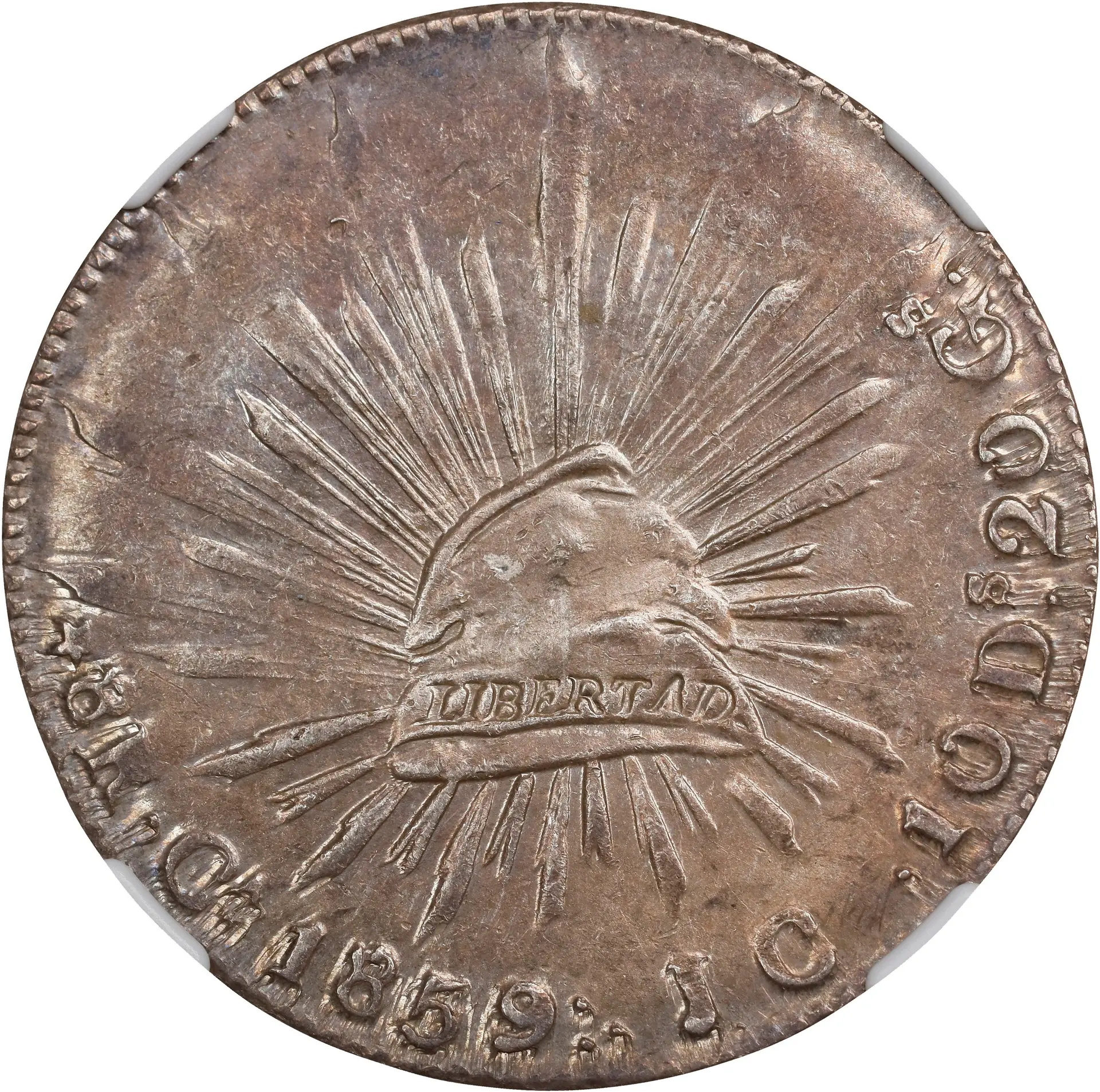 MEXICO. 8 Reales, 1859-Ca JC. Chihuahua Mint. NGC MS-62.