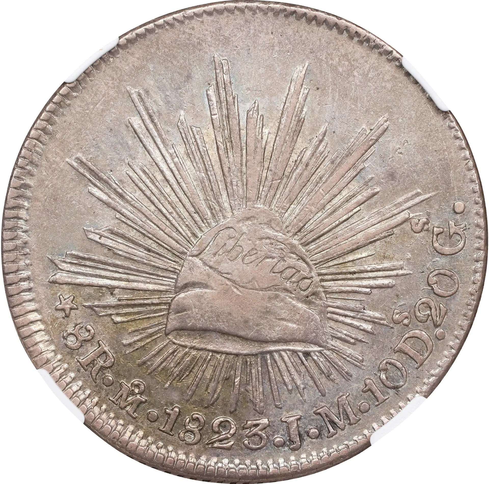 MEXICO. "Hookneck" 8 Reales, 1823-Mo JM. Mexico City Mint. NGC AU-53.