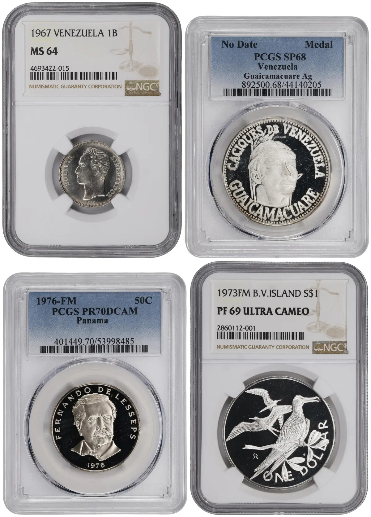 LATIN AMERICA. Quartet of Mixed Denominations (4 Pieces), 1967-73.