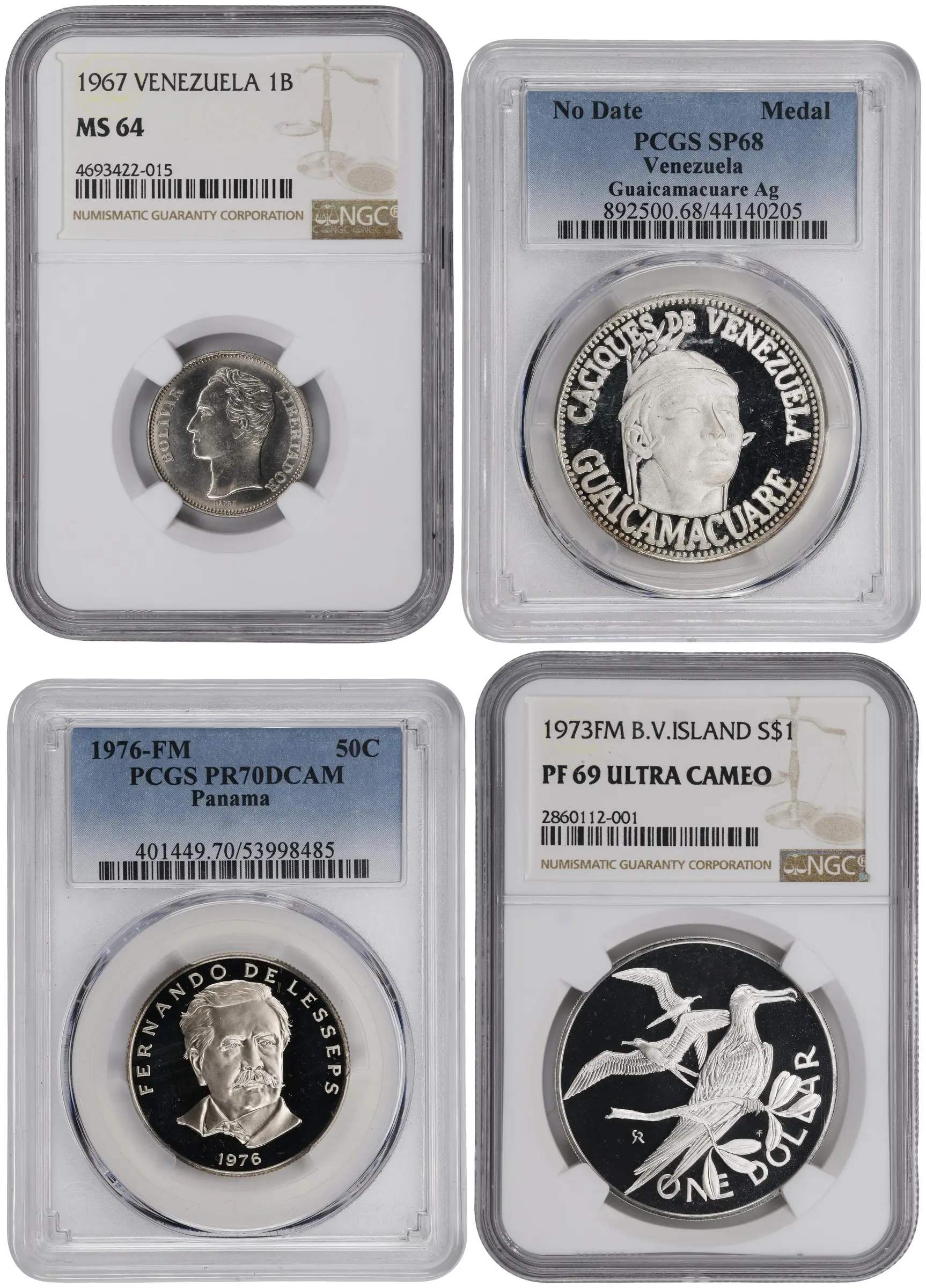 LATIN AMERICA. Quartet of Mixed Denominations (4 Pieces), 1967-73.
