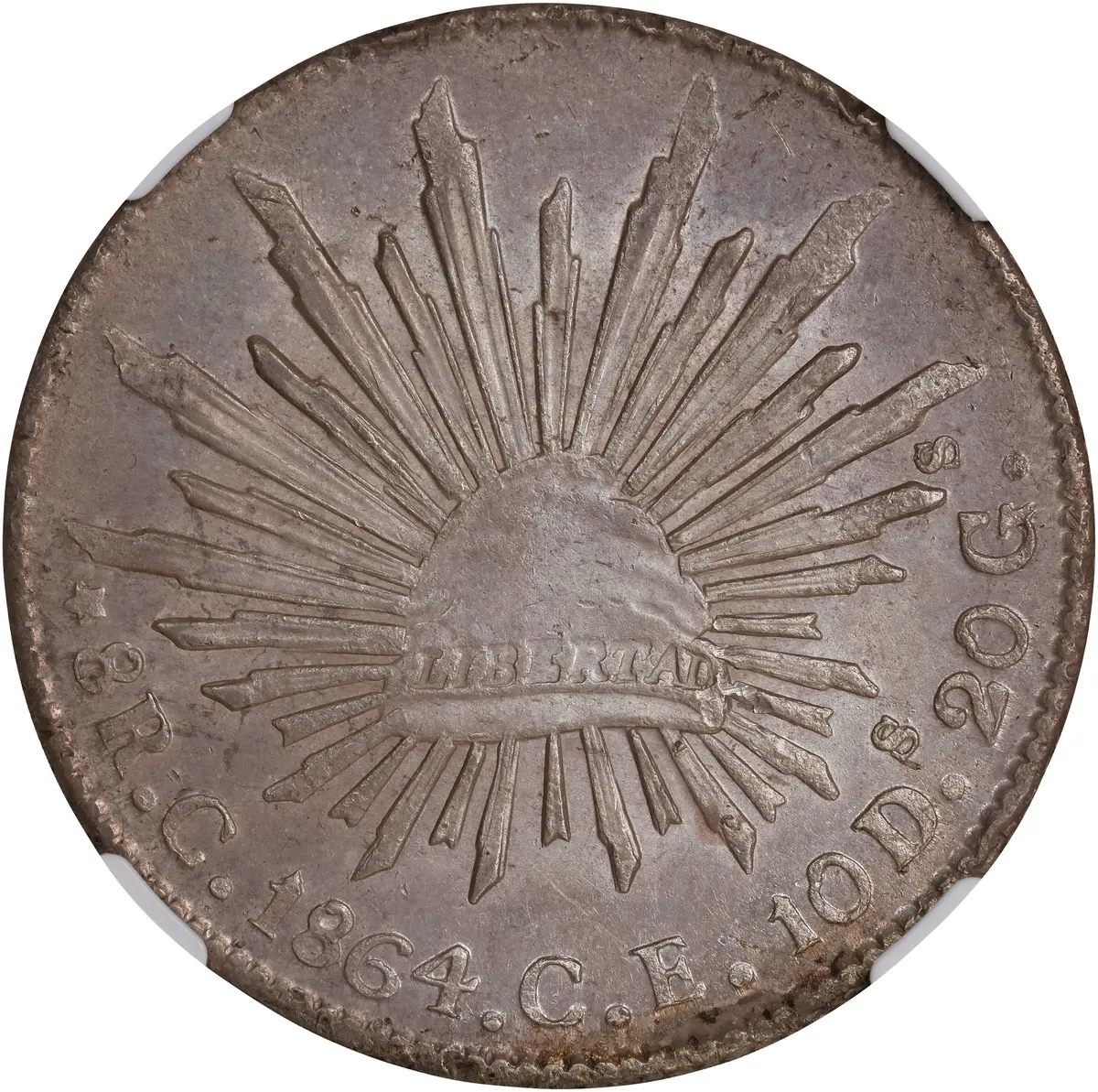 MEXICO. 8 Reales, 1864-C CE. Culiacan Mint. NGC MS-62.