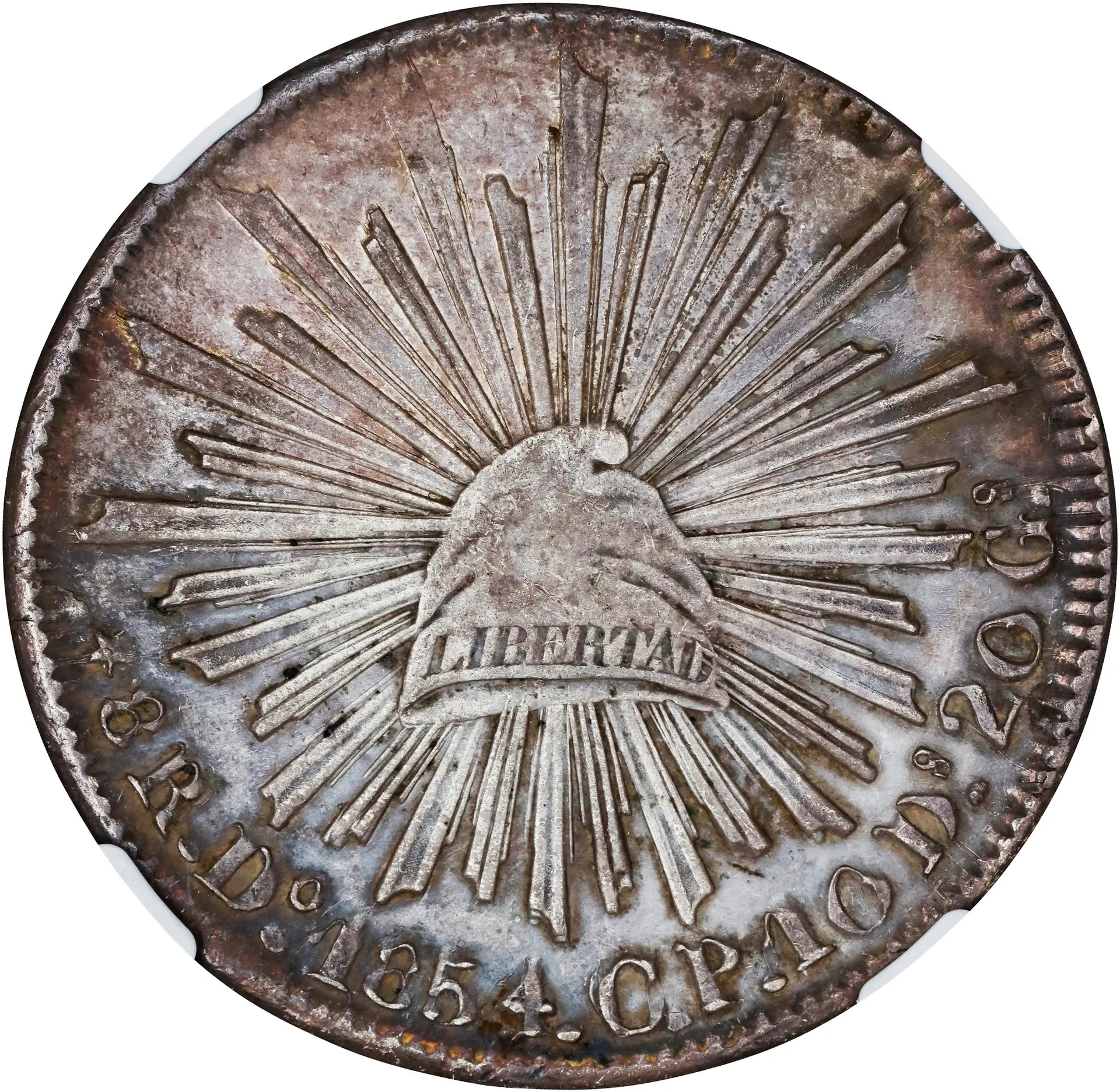MEXICO. 8 Reales, 1854/4-Do CP. Durango Mint. NGC AU Details--Cleaned.