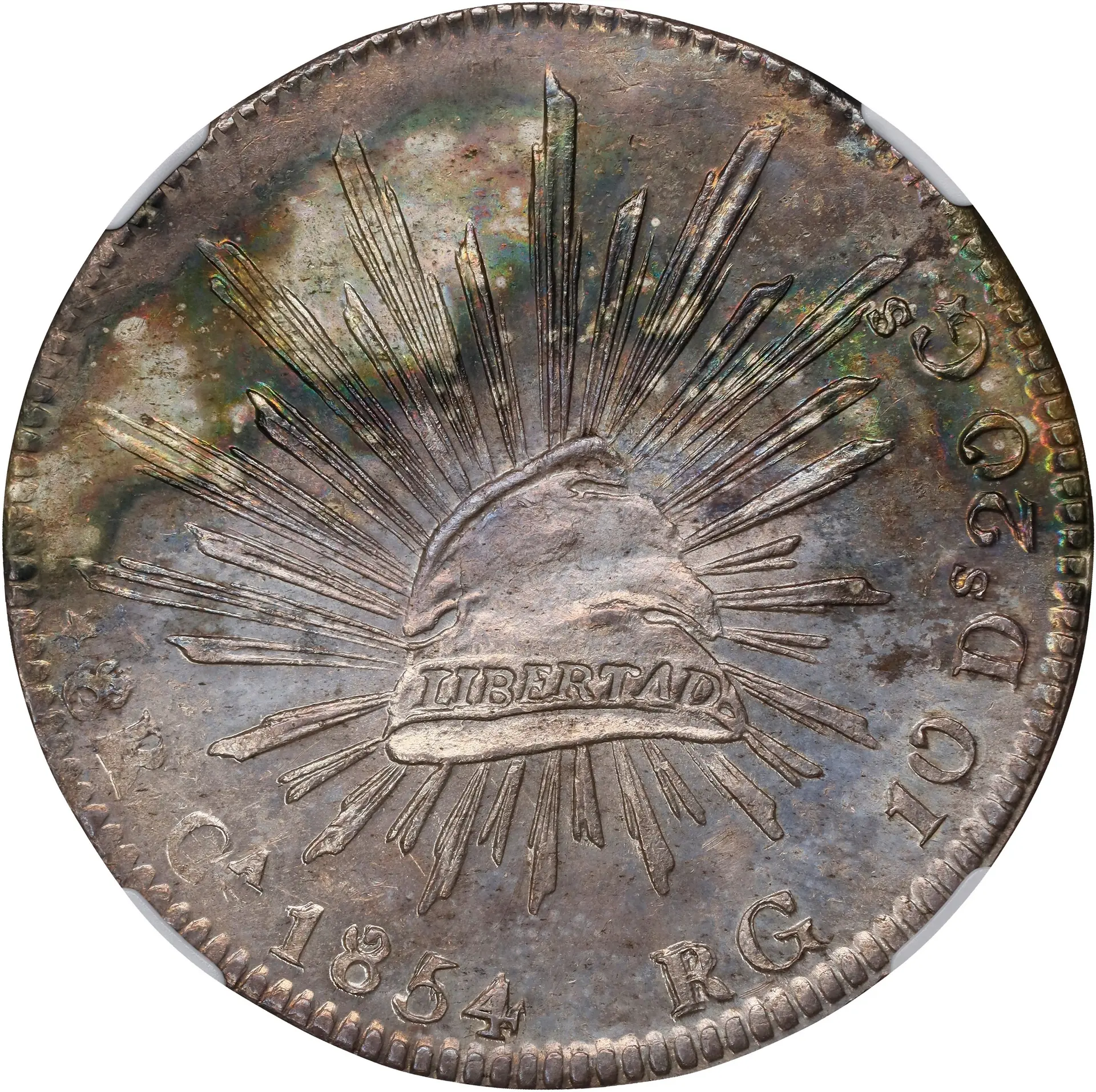 MEXICO. 8 Reales, 1854-Ca RG. Chihuahua Mint. NGC MS-63.