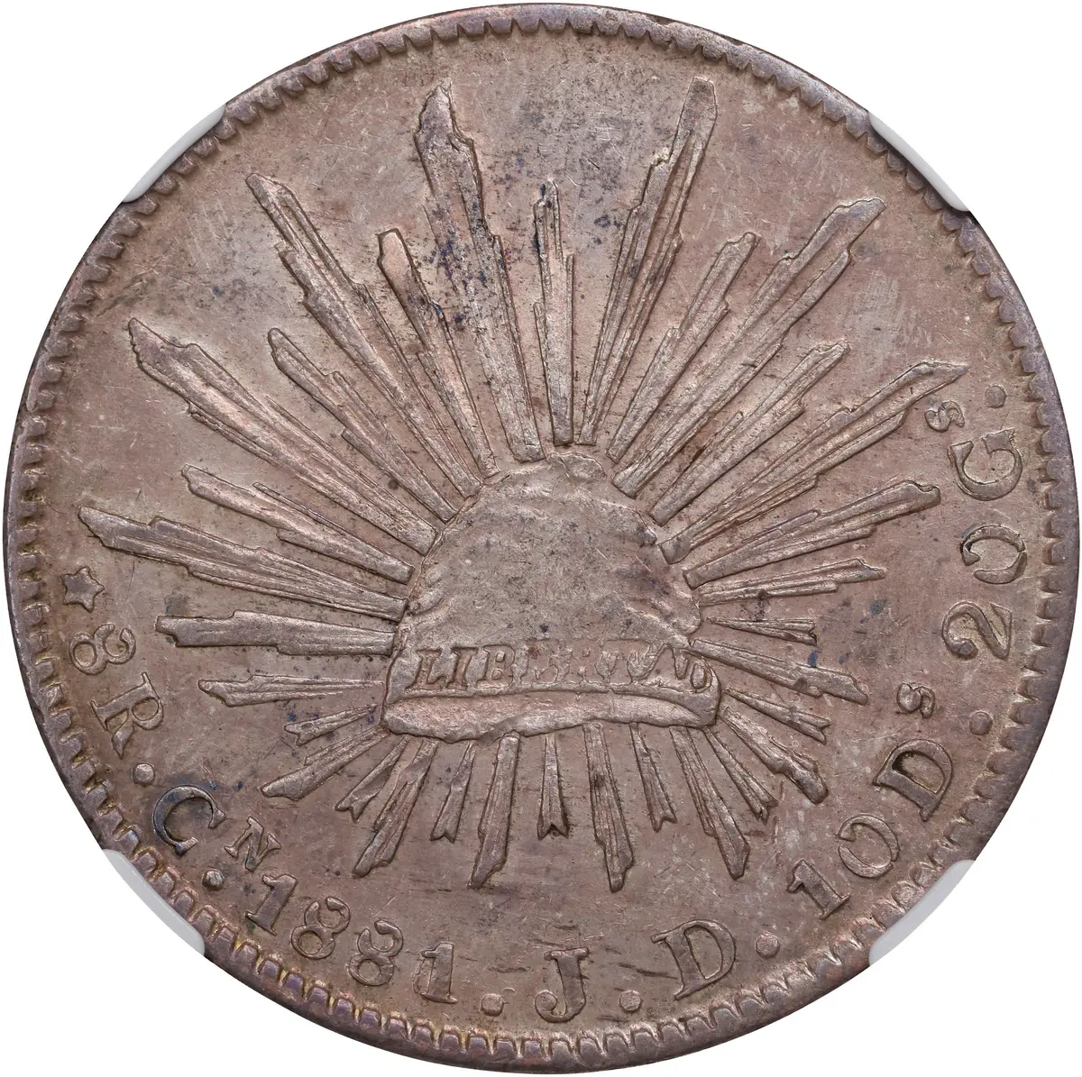 MEXICO. 8 Reales, 1881/0-Cn JD. Culiacan Mint. NGC AU-58.