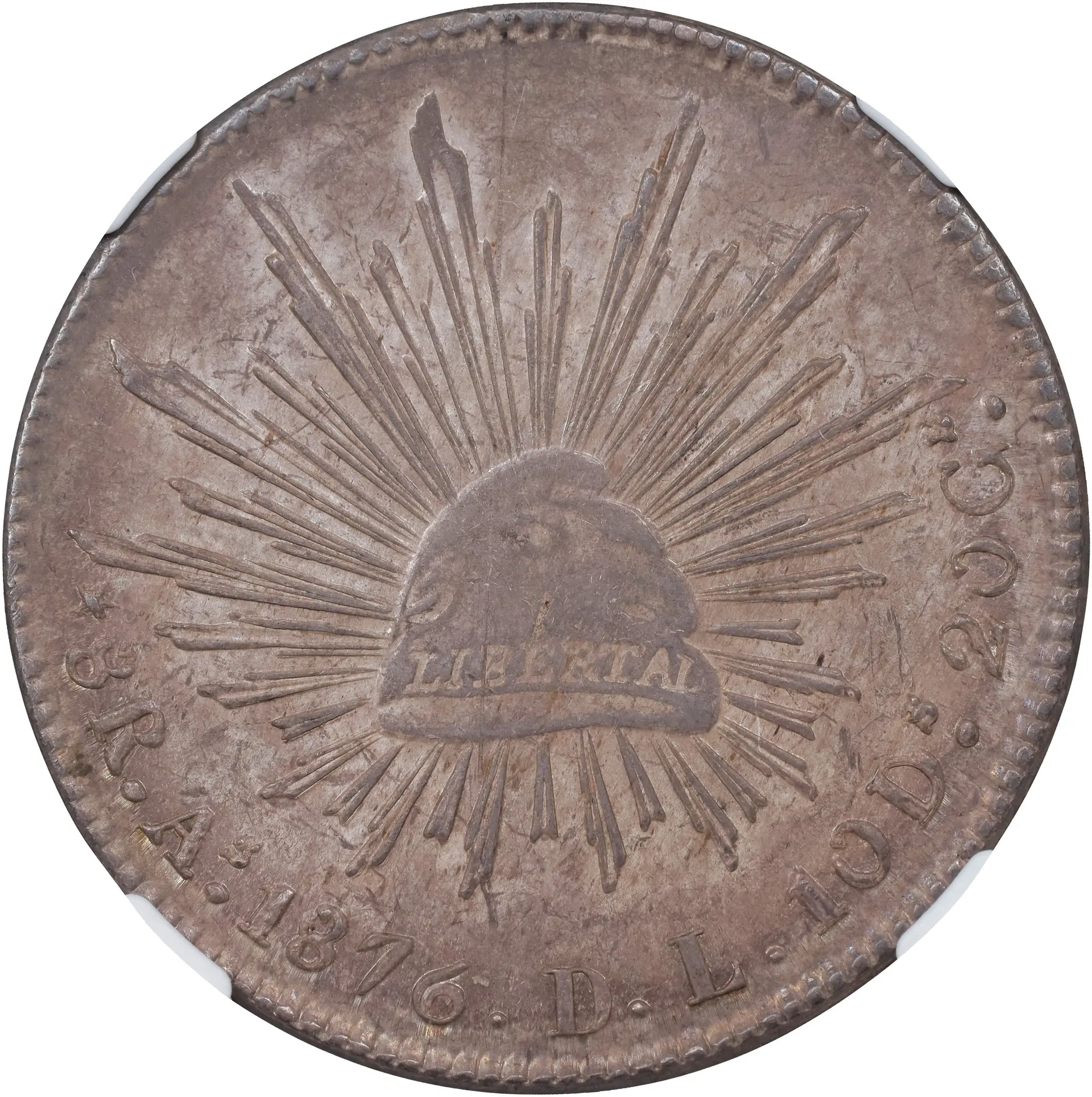 MEXICO. 8 Reales, 1876-As DL. Alamos Mint. NGC AU-58.