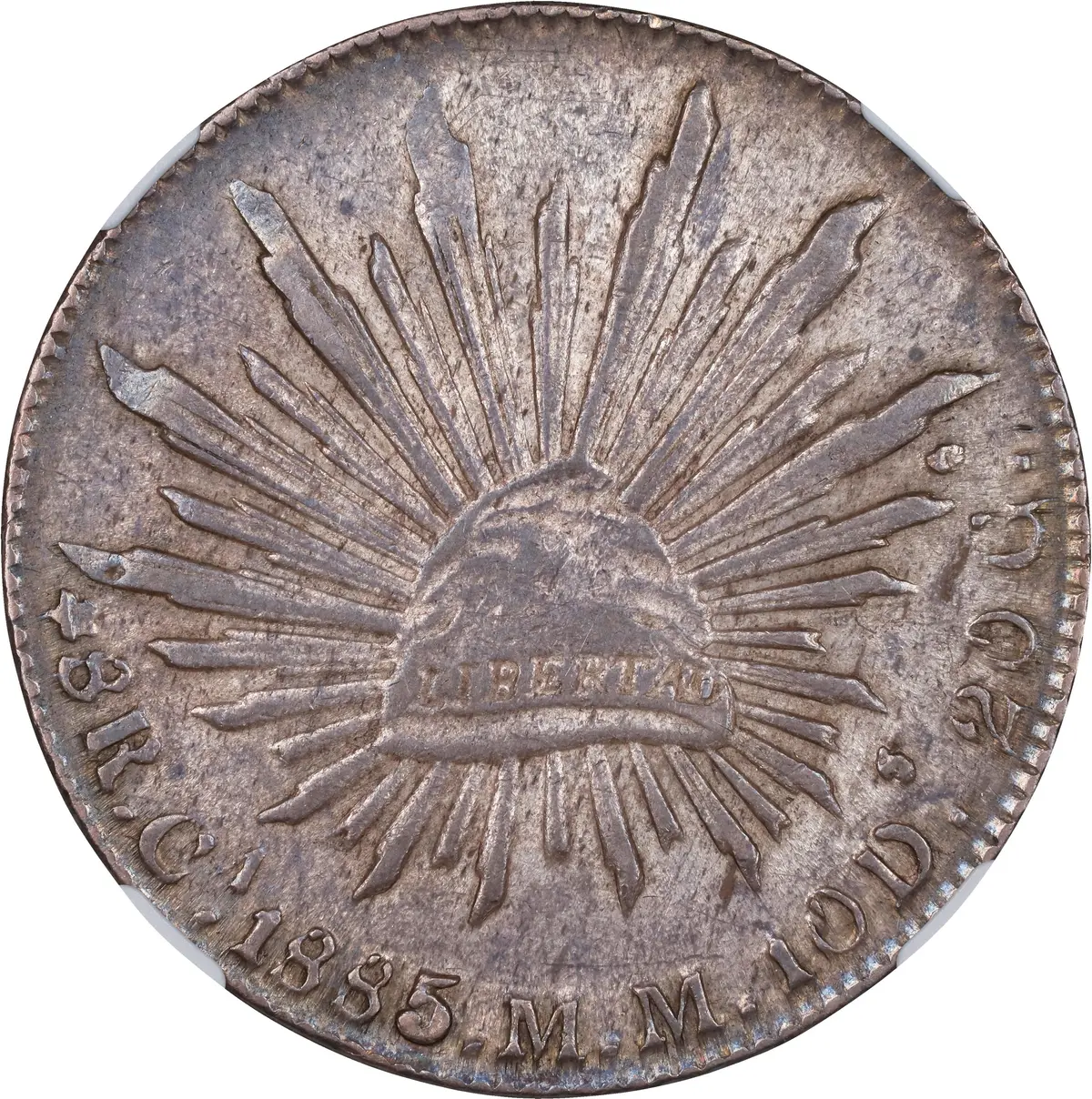 MEXICO. 8 Reales, 1885-Ca MM. Chihuahua Mint. NGC AU-55.