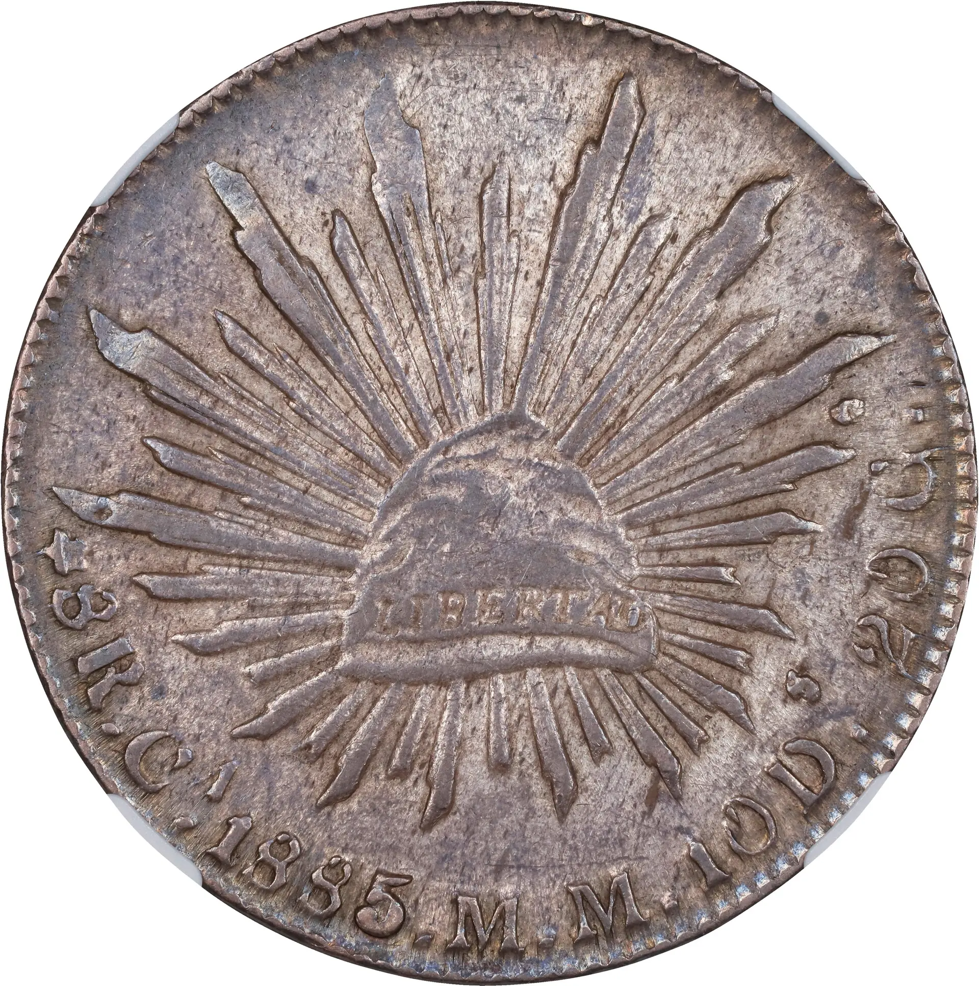 MEXICO. 8 Reales, 1885-Ca MM. Chihuahua Mint. NGC AU-55.