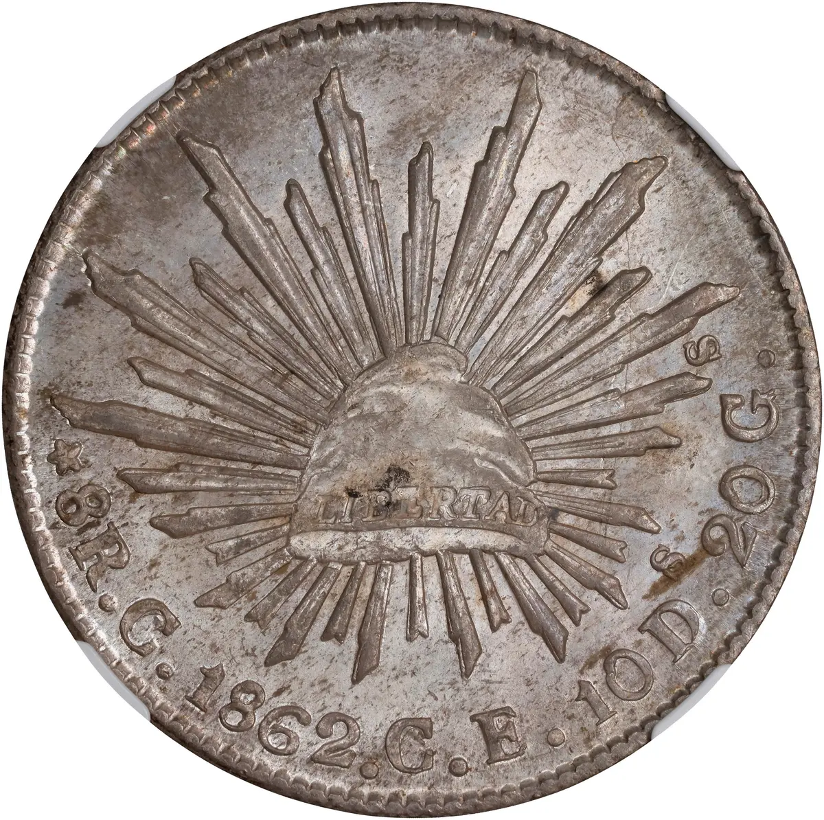 MEXICO. 8 Reales, 1862-C CE. Culiacan Mint. NGC MS-63.
