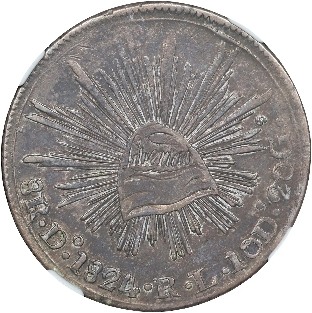 MEXICO. "Hookneck" 8 Reales, 1824-Do RL. Durango Mint. NGC AU-50.