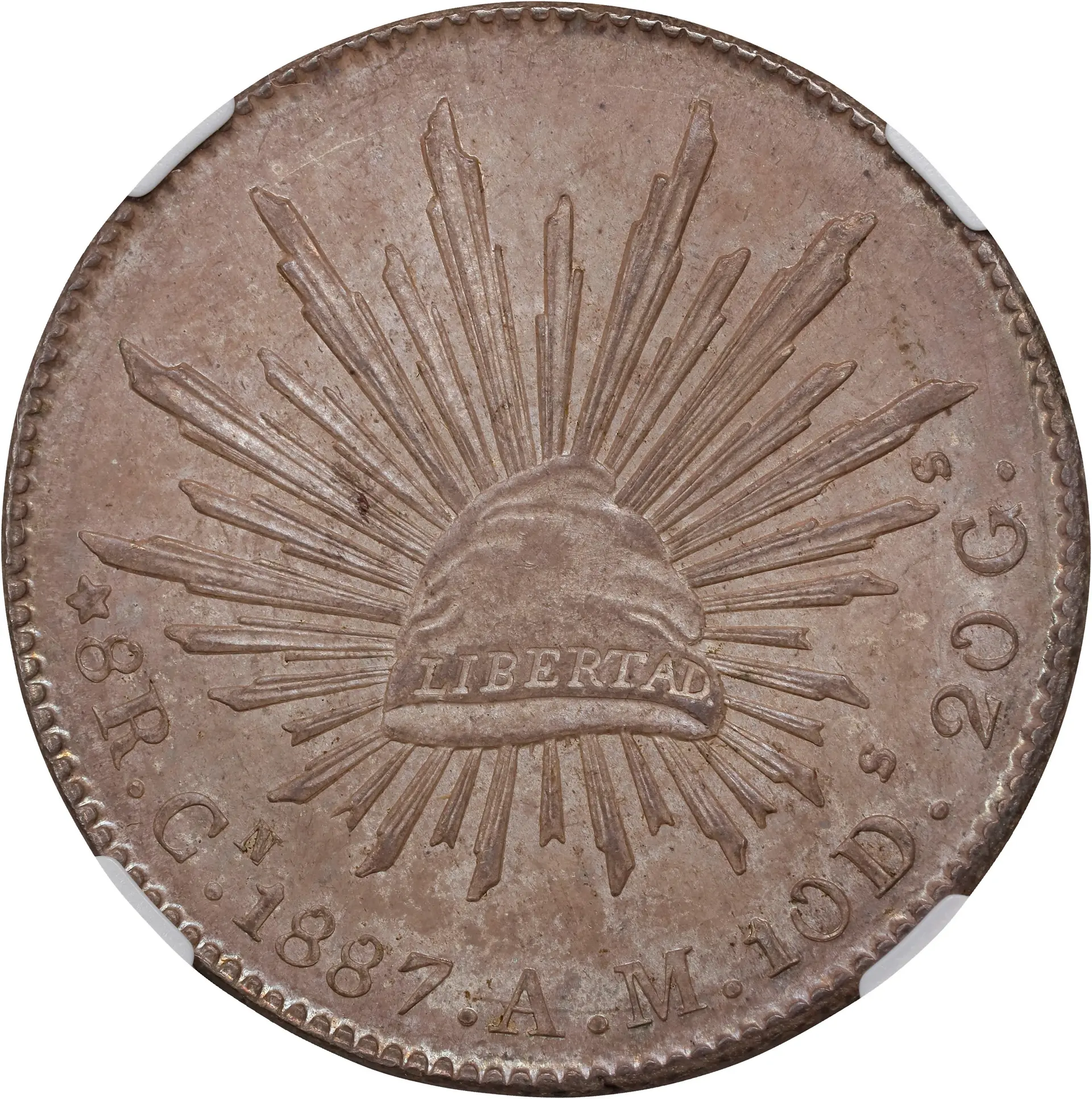 MEXICO. 8 Reales, 1887-Cn AM. Culiacan Mint. NGC MS-62.