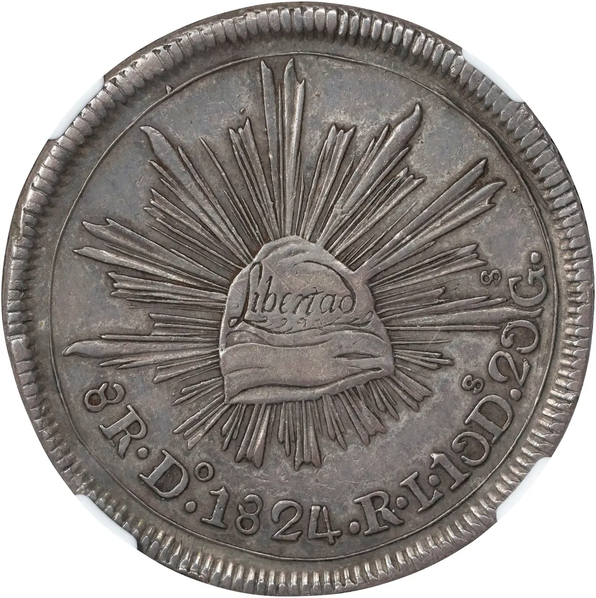 MEXICO. "Hookneck" 8 Reales, 1824-Do RL. Durango Mint. NGC AU-50.