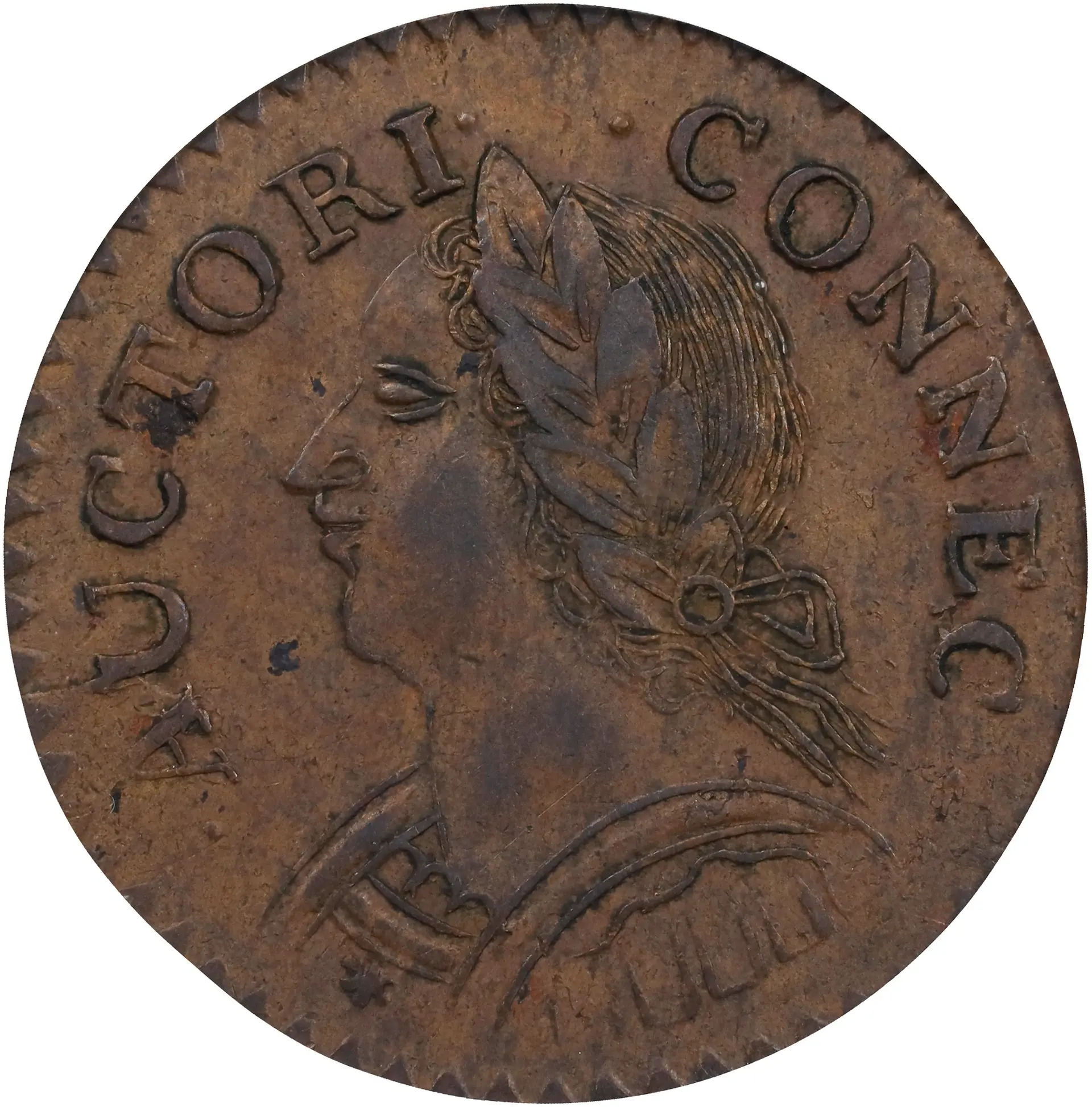 1787 Connecticut Copper. Miller 6.1-M, W-2820. Rarity-1. Mailed Bust