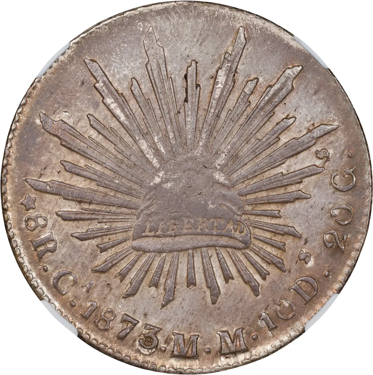 MEXICO. 8 Reales, 1873-Ca MM. Culiacan Mint. NGC AU-55.