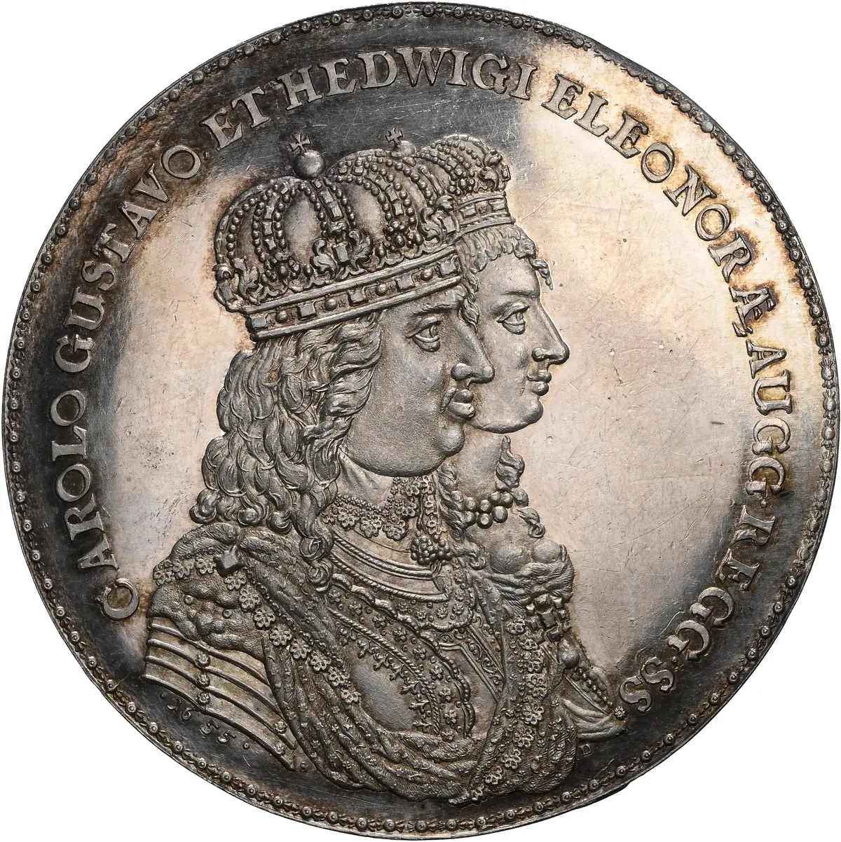 SWEDEN. Royal Wedding Silver Medal, 1655. Karl X Gustav. NGC MS-62.