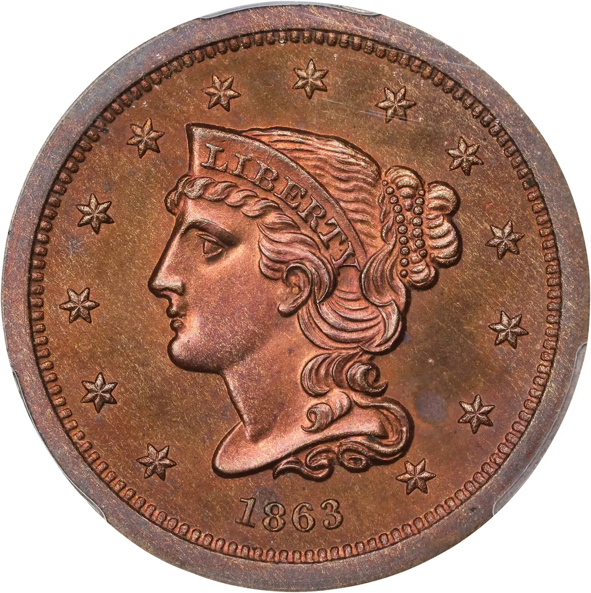 1863 Pattern Three-Cent Piece. Original. Judd-319, Pollock-384. Rarity-5.
