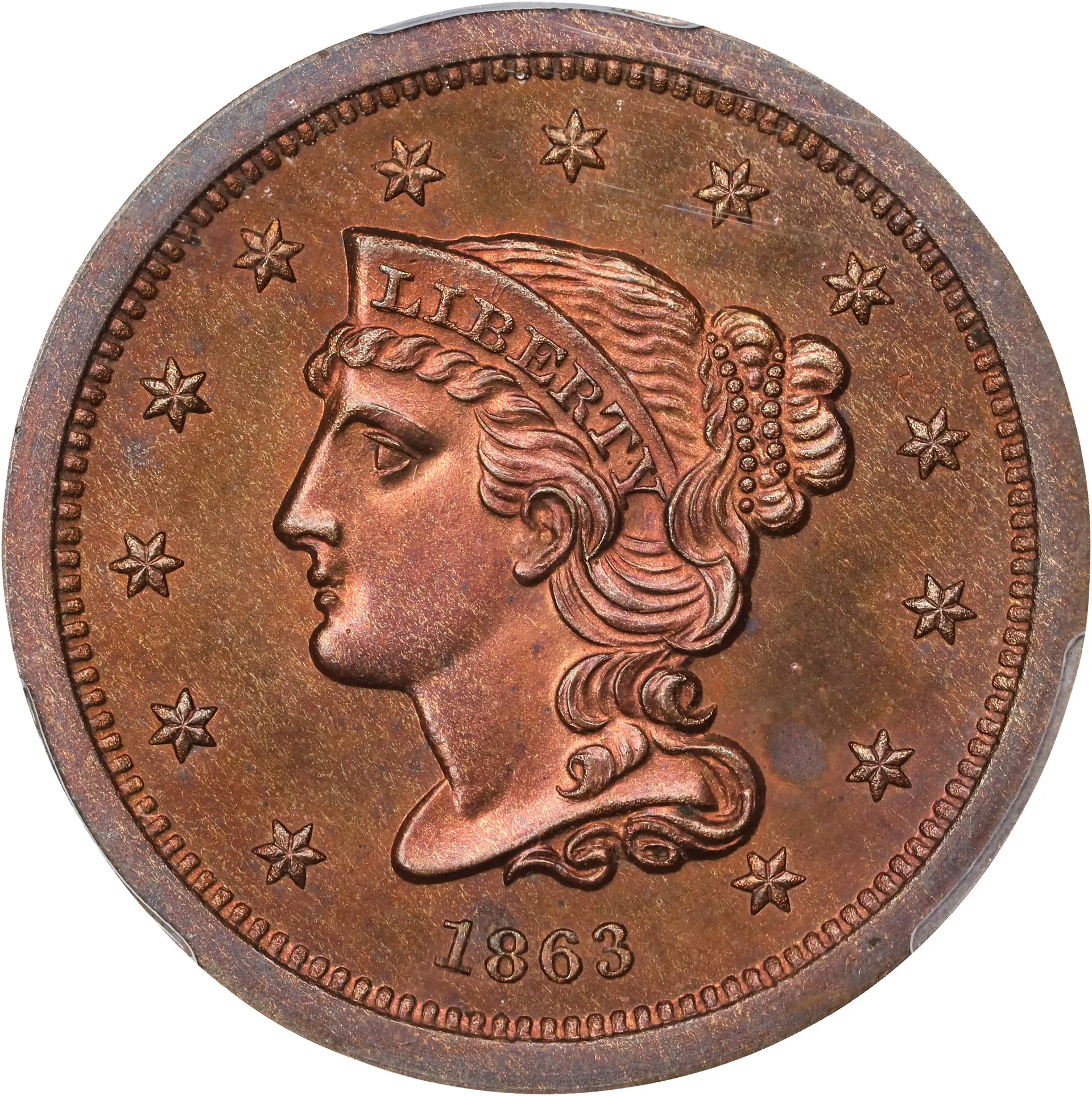 1863 Pattern Three-Cent Piece. Original. Judd-319, Pollock-384. Rarity-5.