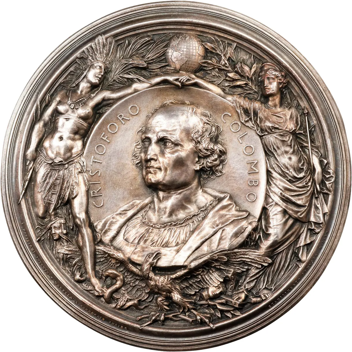 1892 World's Columbian Exposition Cristoforo Colombo Medal. By Luigi
