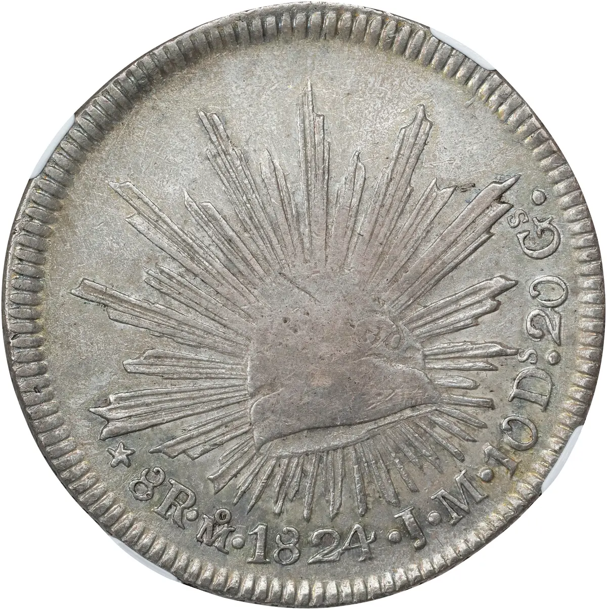 MEXICO. "Hookneck" 8 Reales, 1824-Mo JM. Mexico City Mint. NGC EF