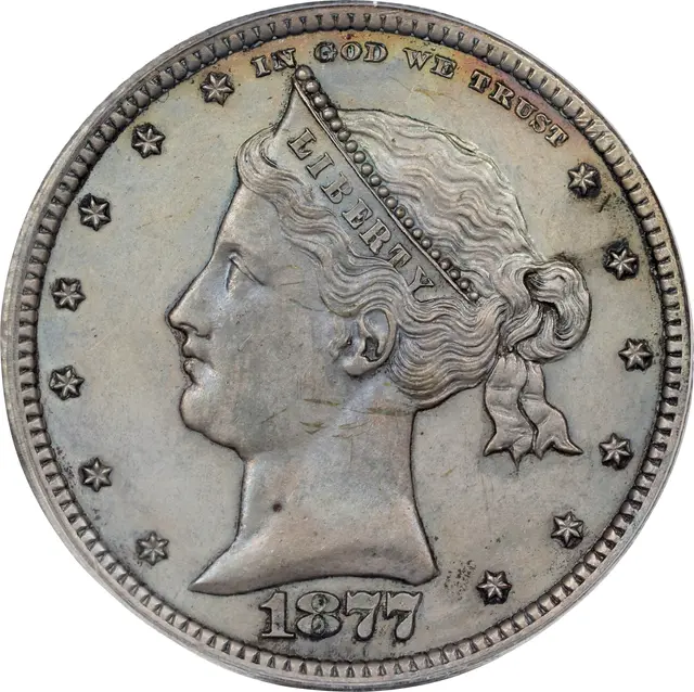 1877 Pattern Quarter Dollar. Judd-1499, Pollock-1652. Rarity-8+. Silver.