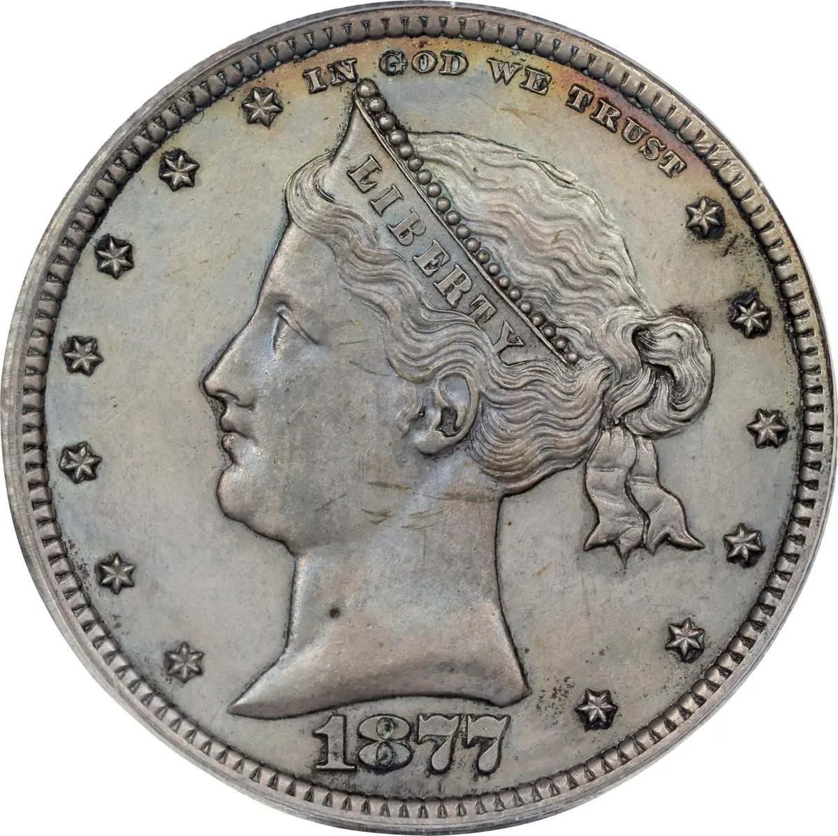 1877 Pattern Quarter Dollar. Judd-1499, Pollock-1652. Rarity-8+. Silver.
