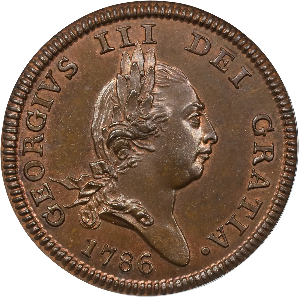 ISLE OF MAN. 1/2 Penny, 1786. Birmingham (Soho) Mint. George III.