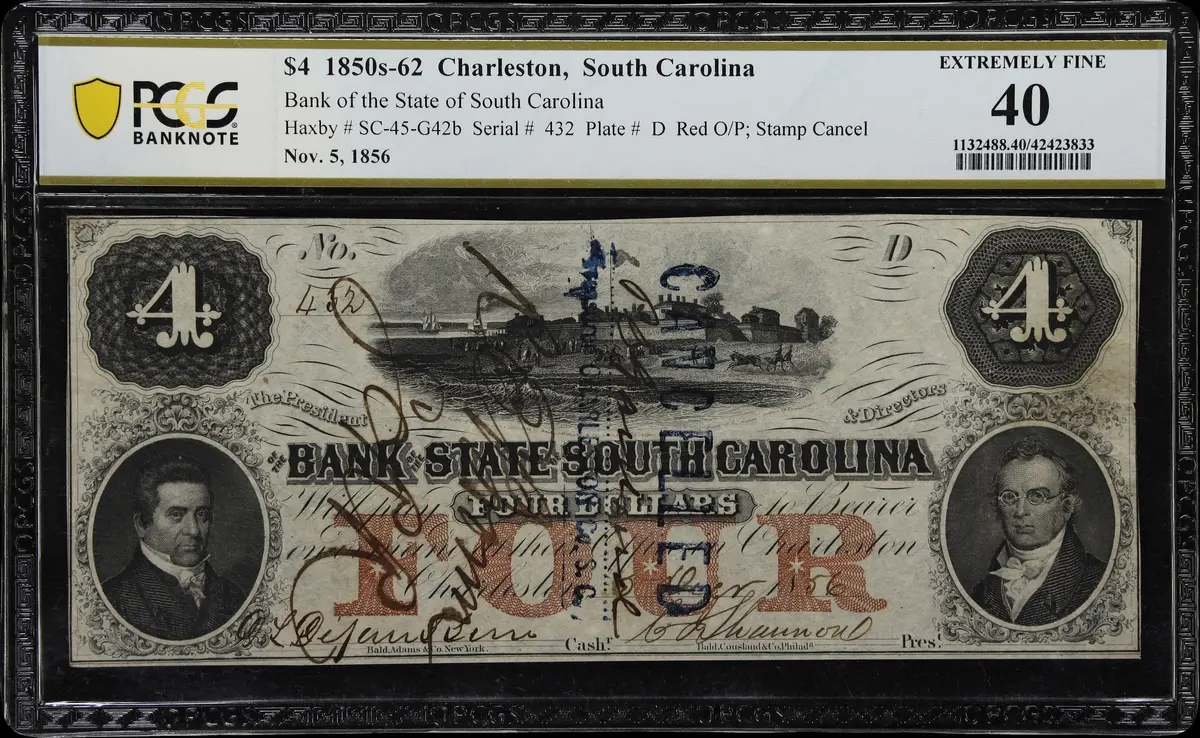 Charleston, South Carolina. Bank of the State of South Carolina. 1856