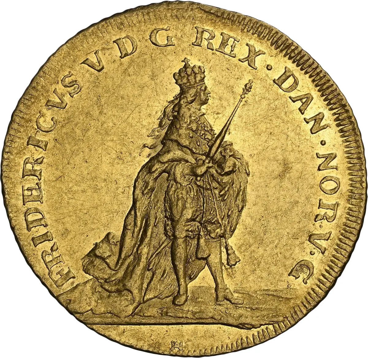 DENMARK. 2 Ducat, 1747. Copenhagen Mint. Frederik V. NGC MS-60.