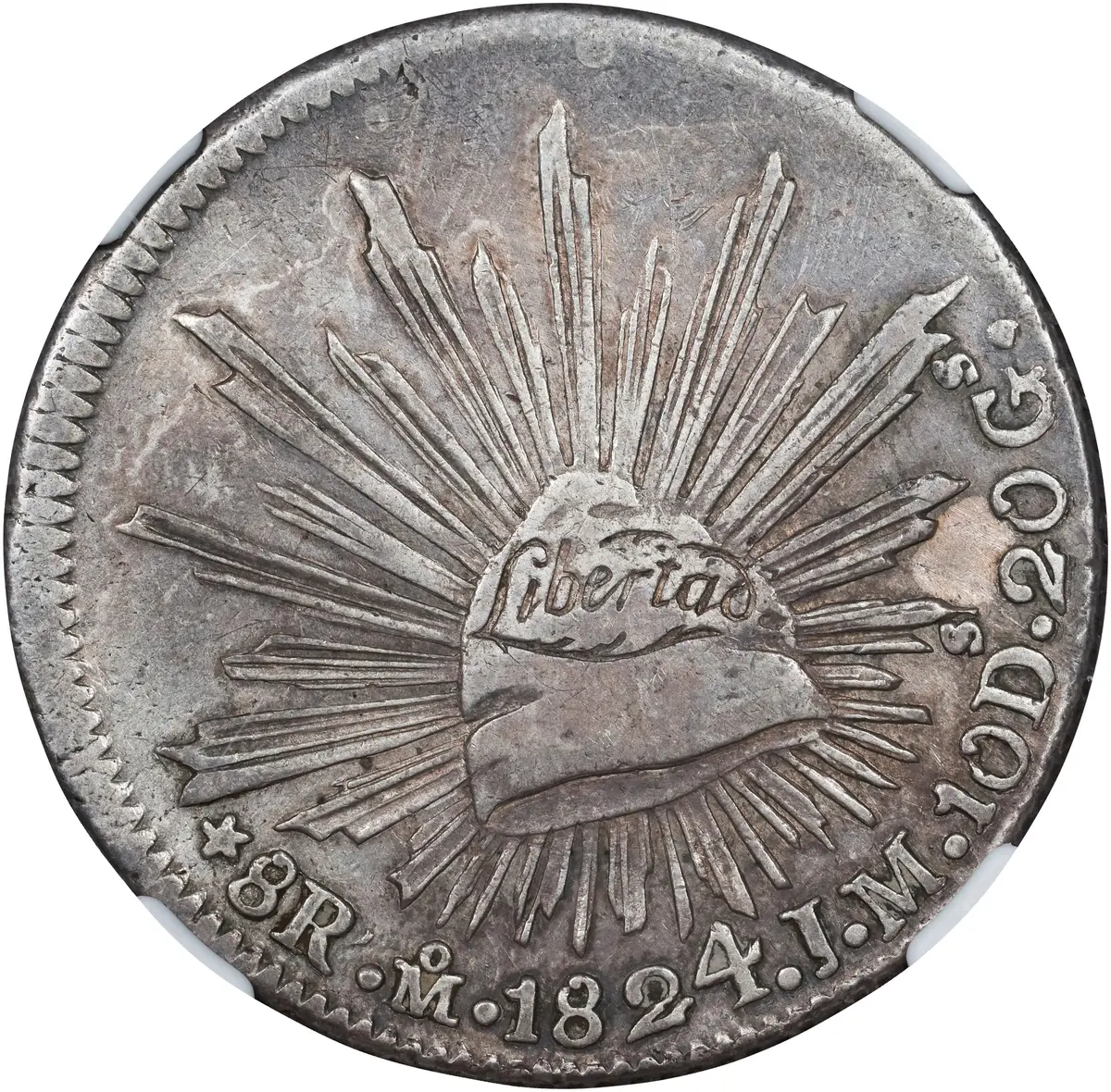 MEXICO. "Hookneck" 8 Reales, 1824-Mo JM. Mexico City Mint. NGC EF