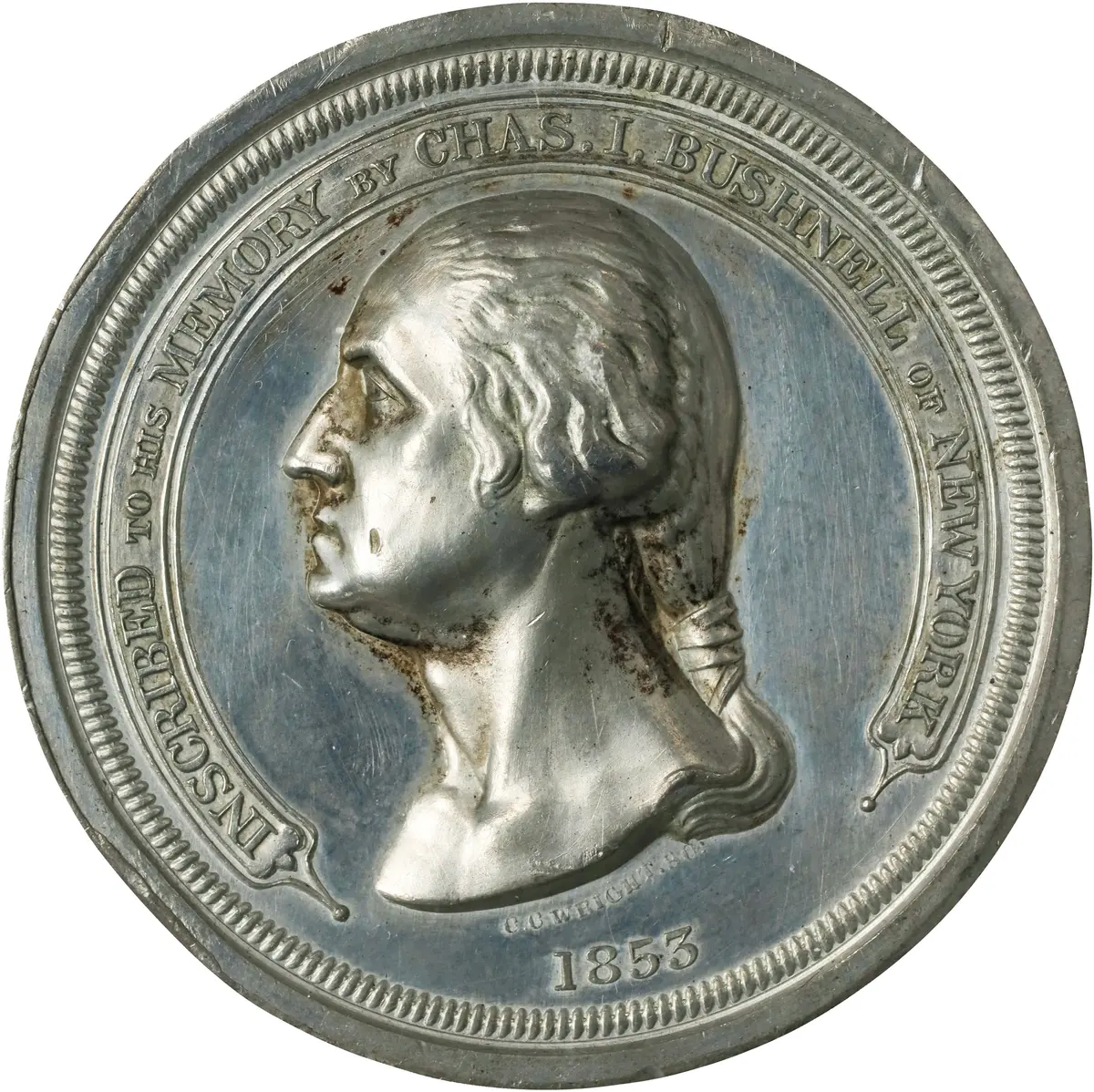 "1853" (ca. 1886) Fill Blessed Sun Medal. Musante GW-185, Baker E-96A.