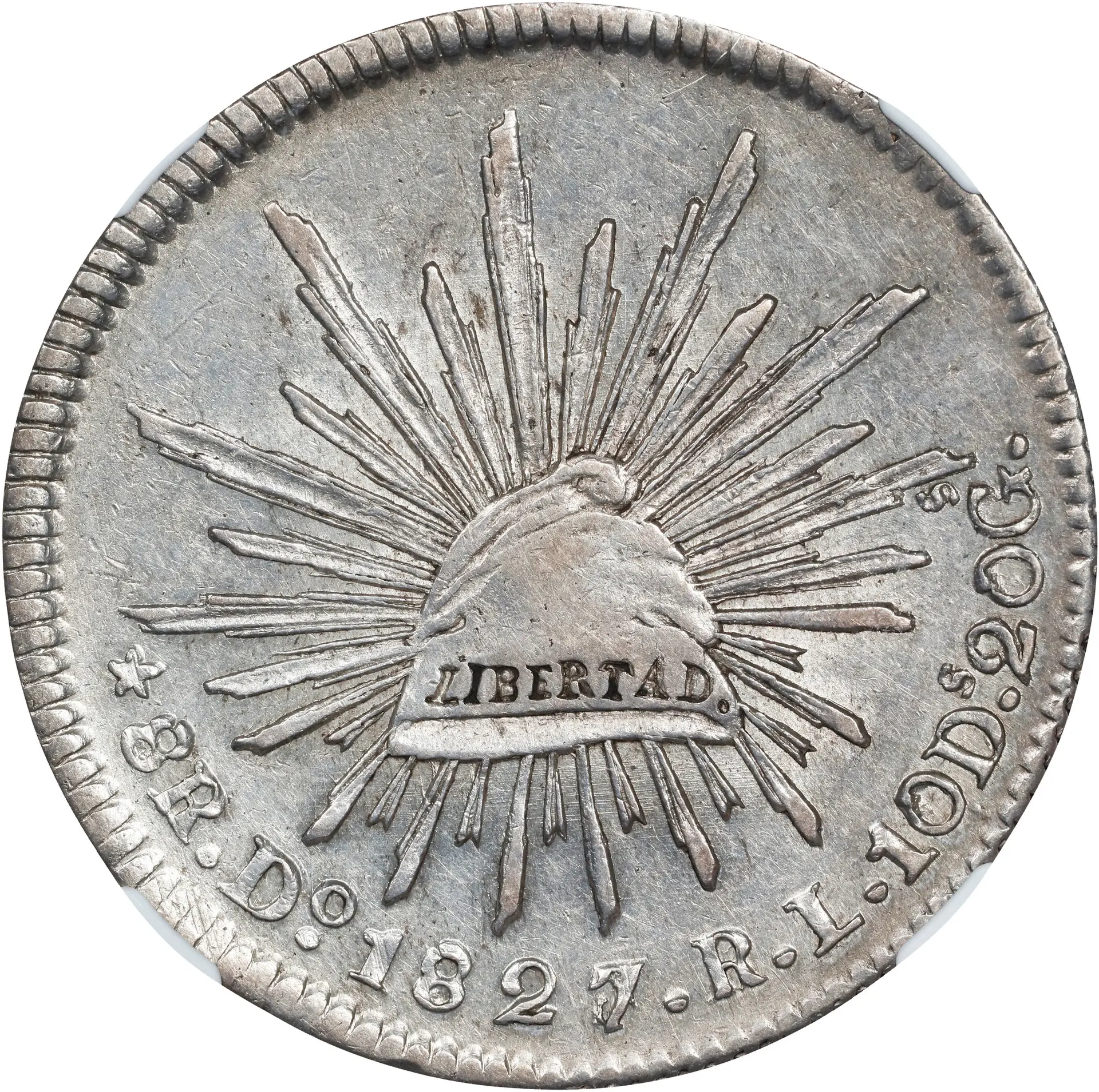 MEXICO. 8 Reales, 1827/8-Do RL. Durango Mint. NGC AU Details--Obverse