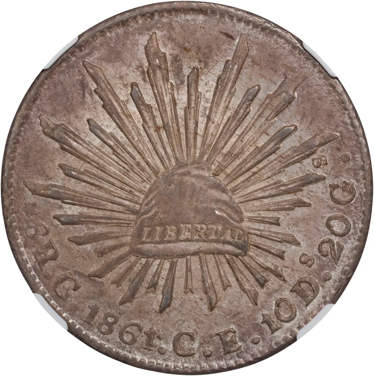 MEXICO. 8 Reales, 1861-C CE. Culiacan Mint. NGC AU-58.