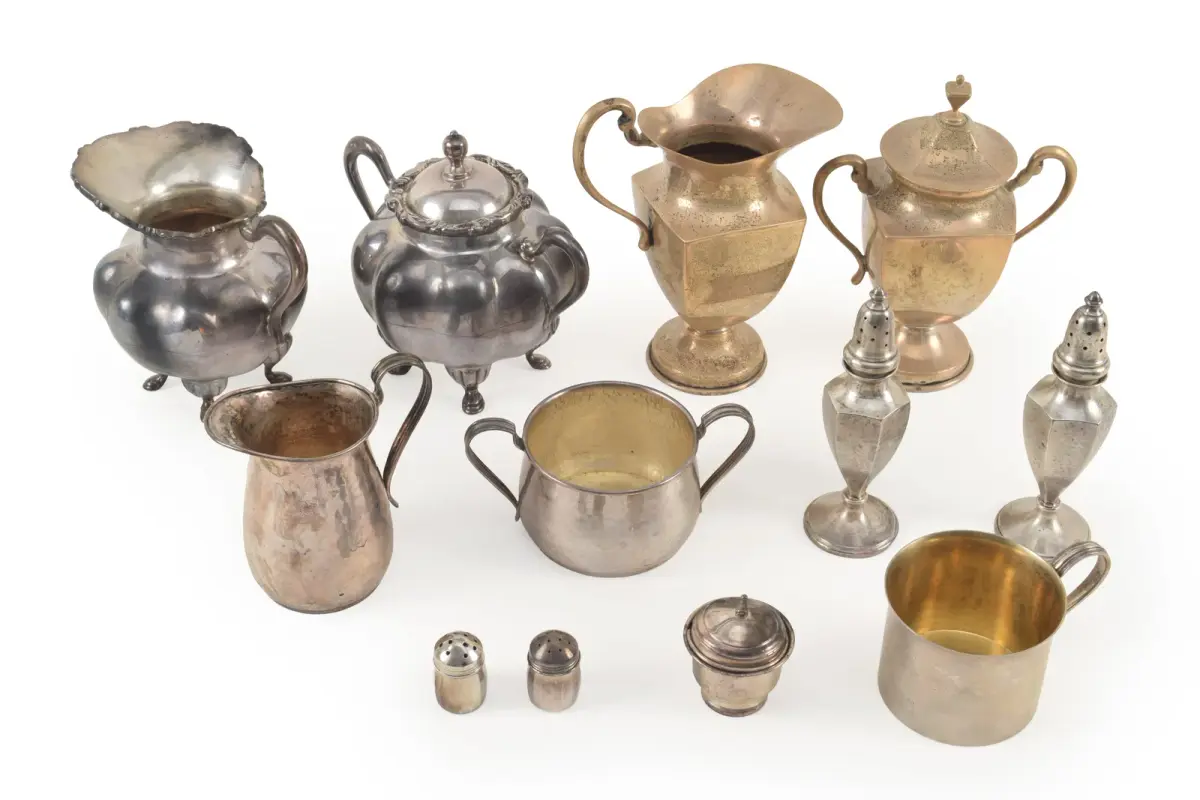 12 Sterling silver tableware items, to include a Mexican cream and