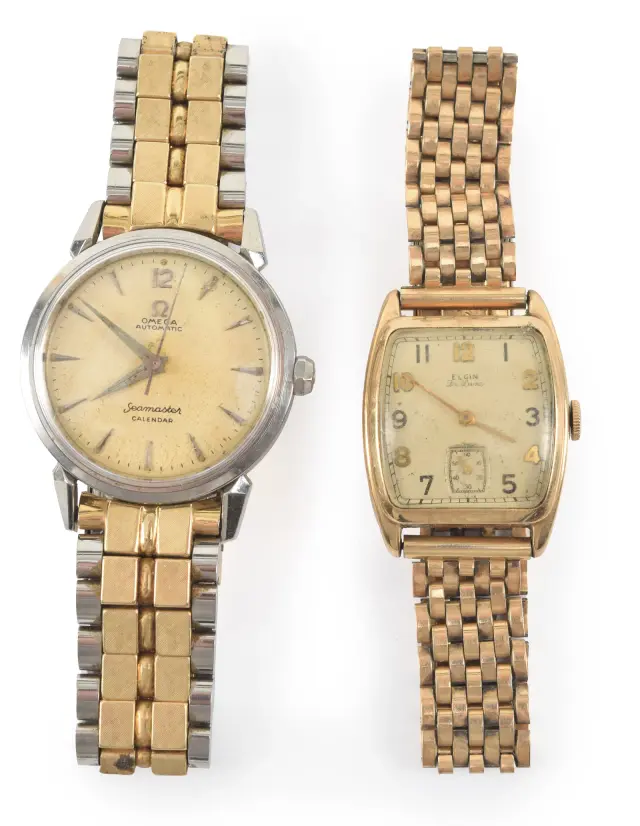 2 vintage men's watches. Omega automatic Seamaster and an Elgin De