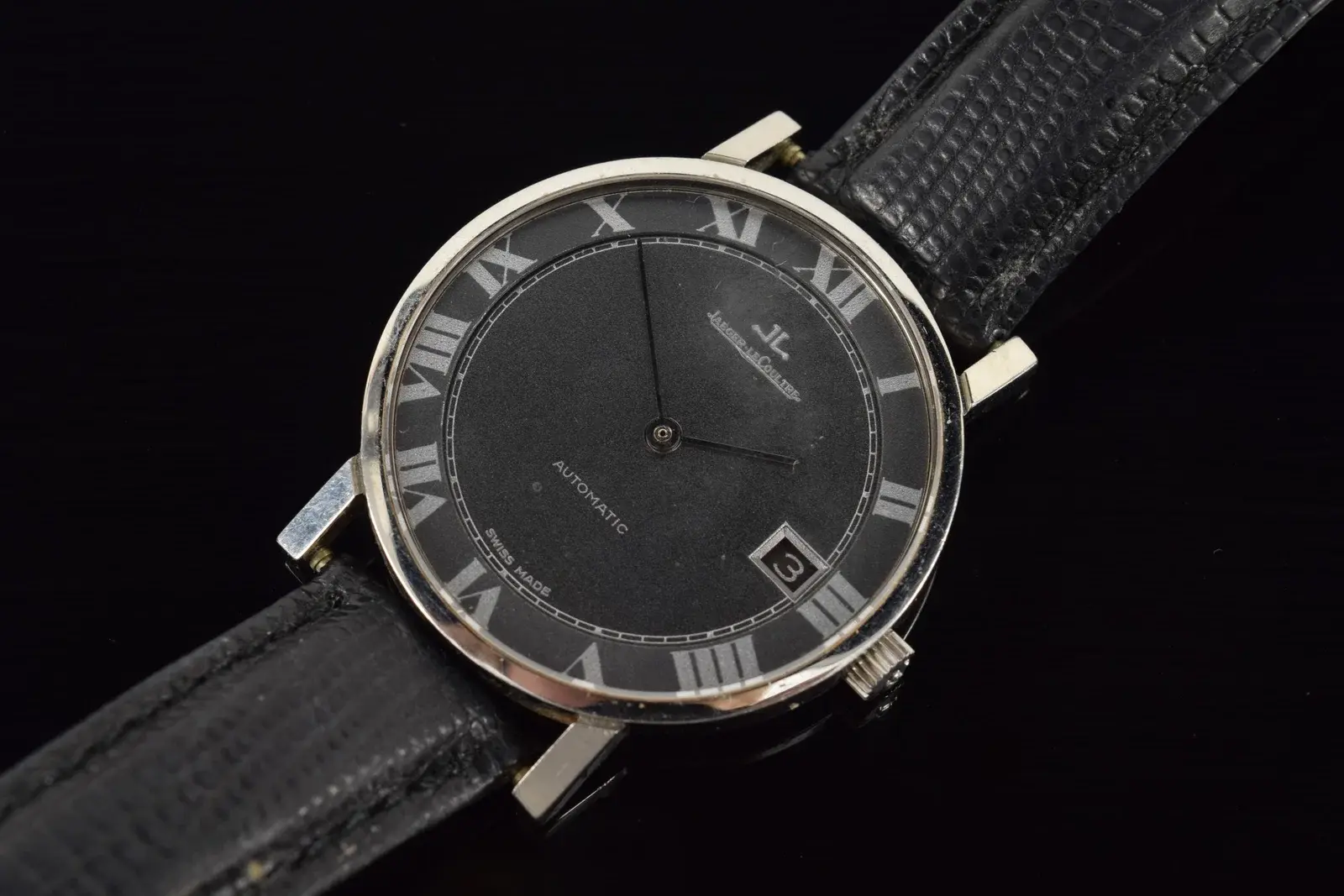 Jaeger LeCoultre automatic watch with Tiffany & Co. leather band.