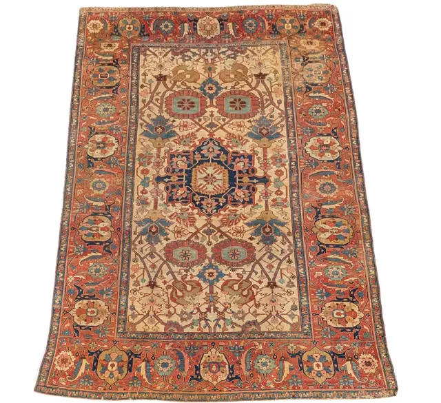 Antique Serapi room size carpet, late 19th century. Some areas of