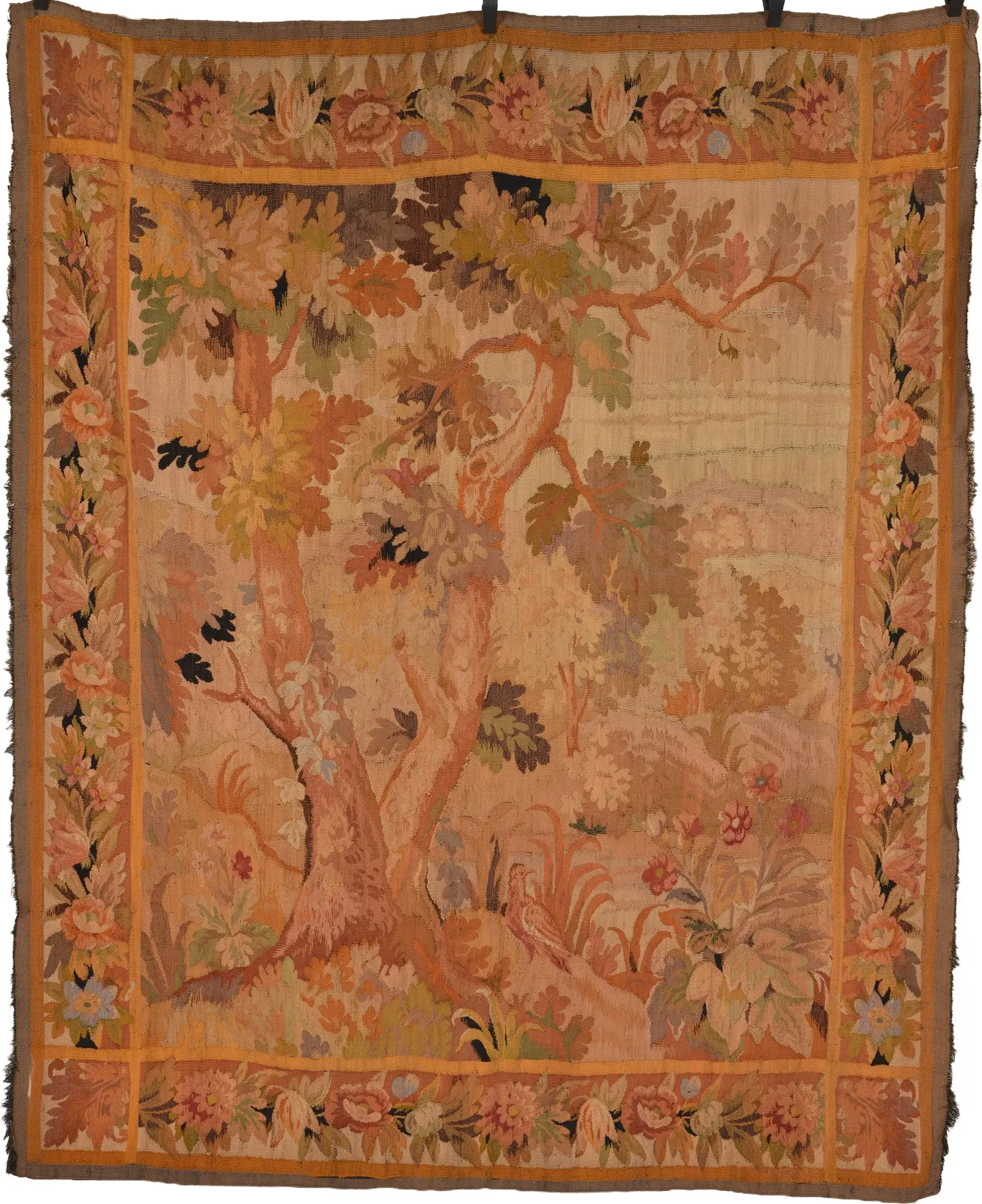 Rococo style Abusson woven wool tapestry with classical landscape