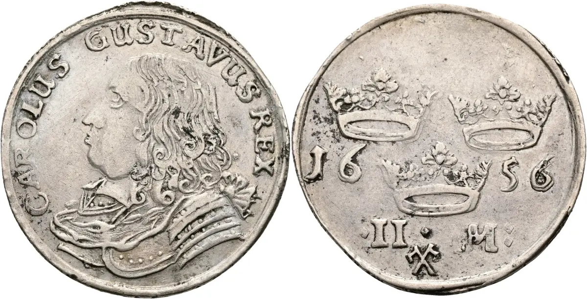 KARL X GUSTAV (1654-1660). 2 mark 1656