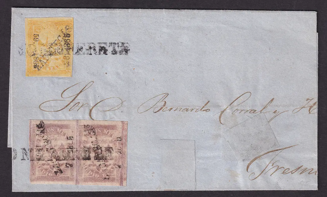 1864-1866 "Eagles" Zacatecas. ½r. Lilac, pair (Third Period, 244-1864