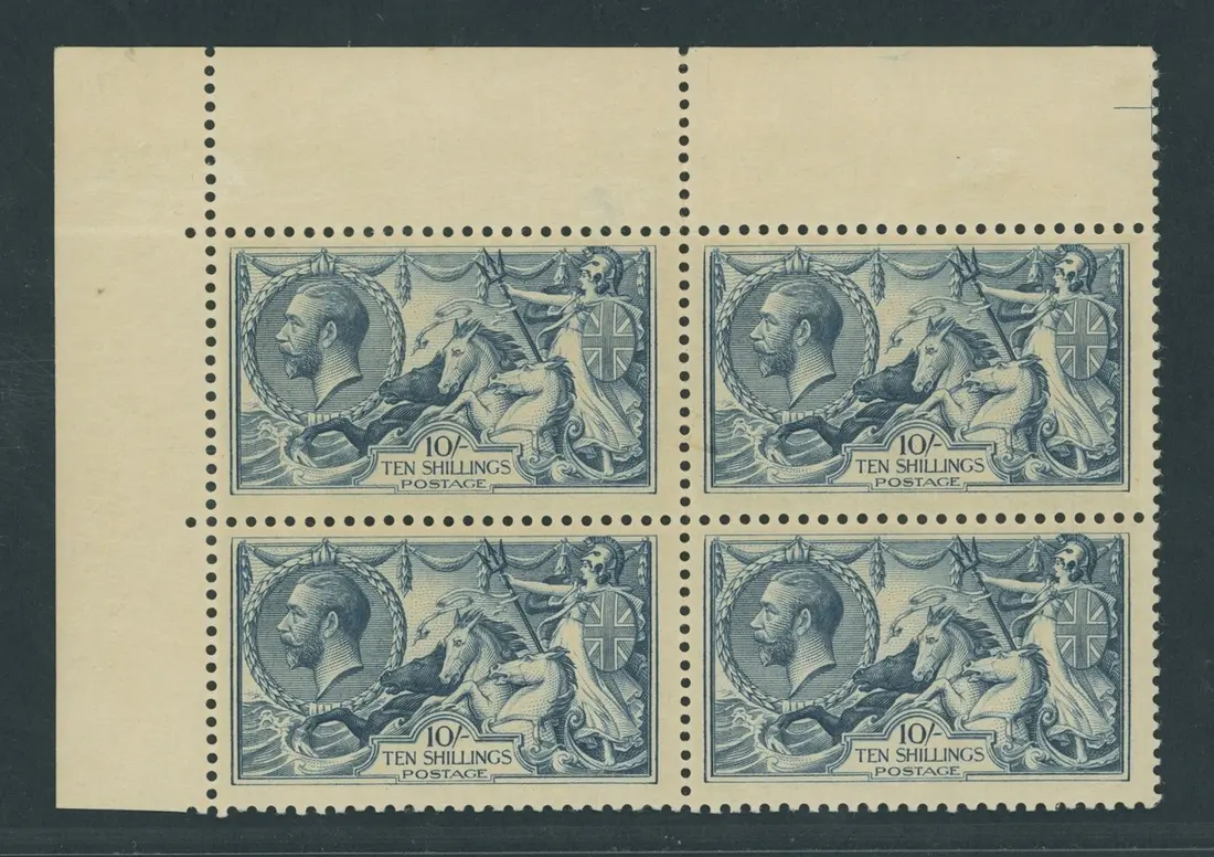 Great Britain King George V 1918-19 Bradbury Wilkinson 10/- blackish-blue