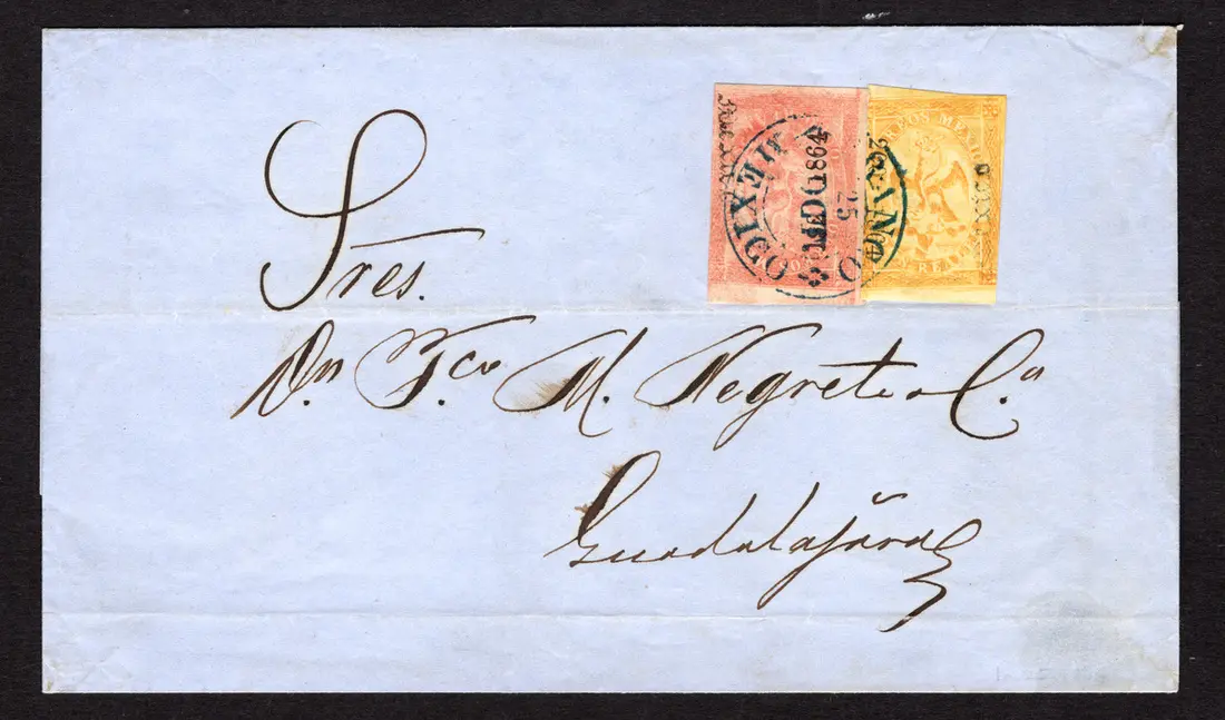 1864-1866 "Eagles" Mexico District. 2r. Orange (Third Period, 200-1864)