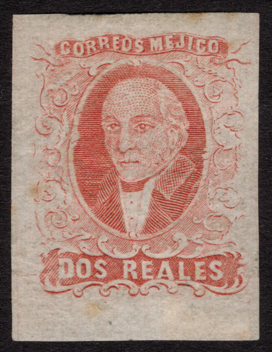 1856-1883 Classic Period 1856, 2r. red, plate proof, excellent margins