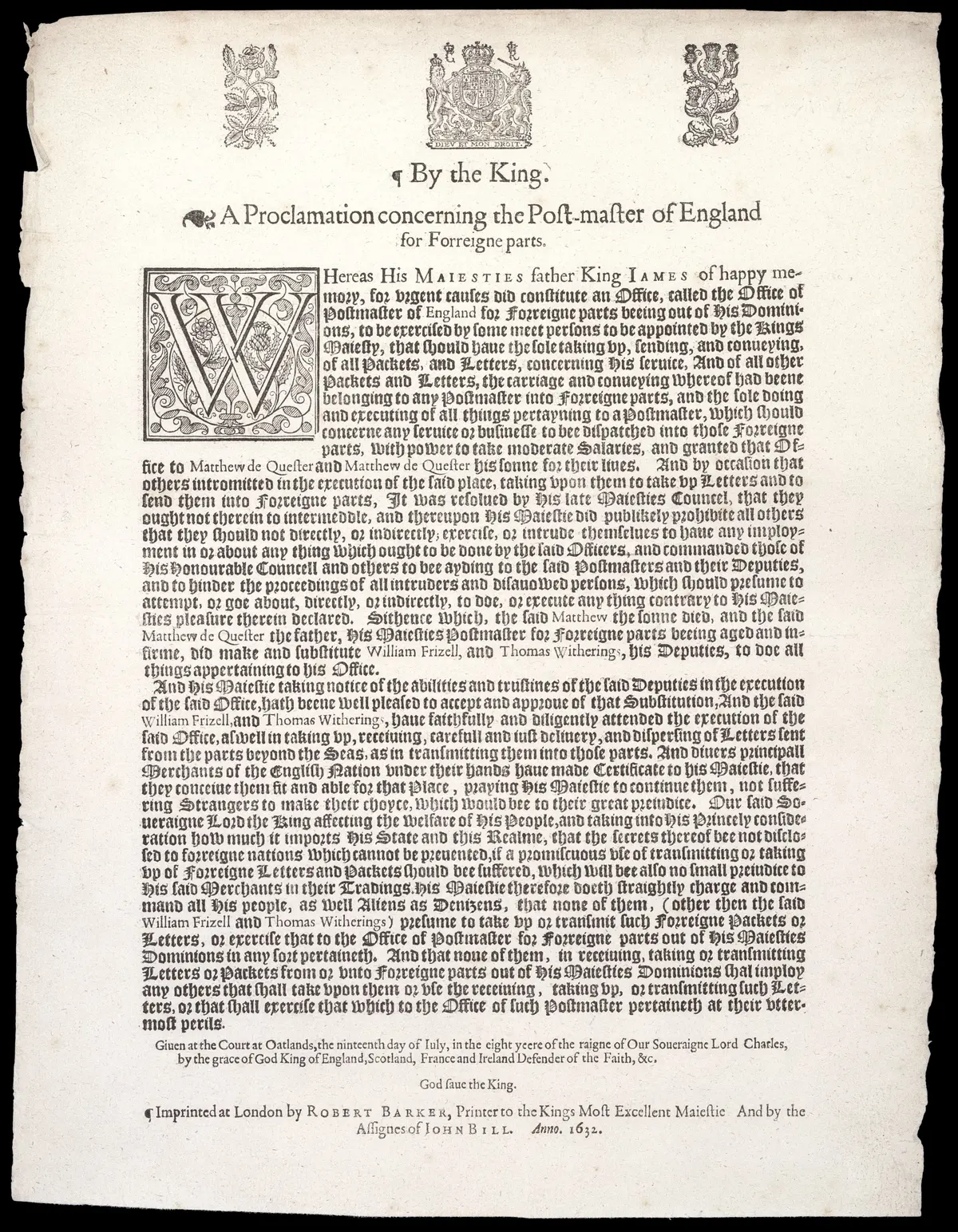 Great Britain Postal History King Charles I Proclamation for 'Foreign