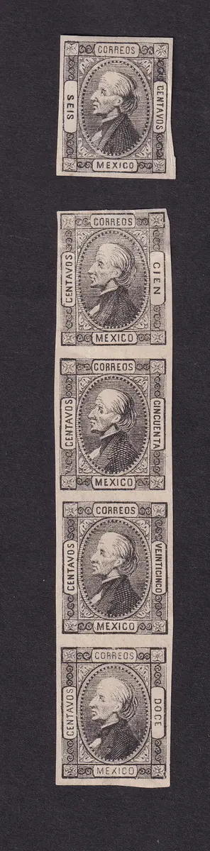 1856-1883 Classic Period 1872, "Hidalgo", 12c., 25c., 50c. and 100c.