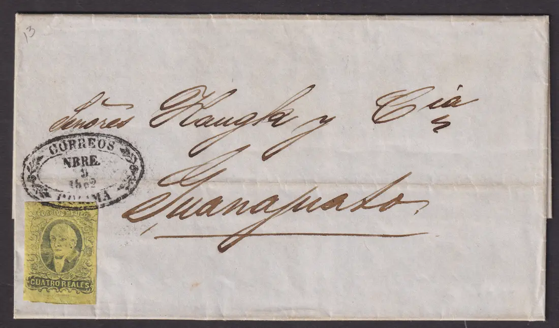 1861 "Hidalgos" Chiapas, Colima. Two covers: 4r. red on yellow, unoverprinted