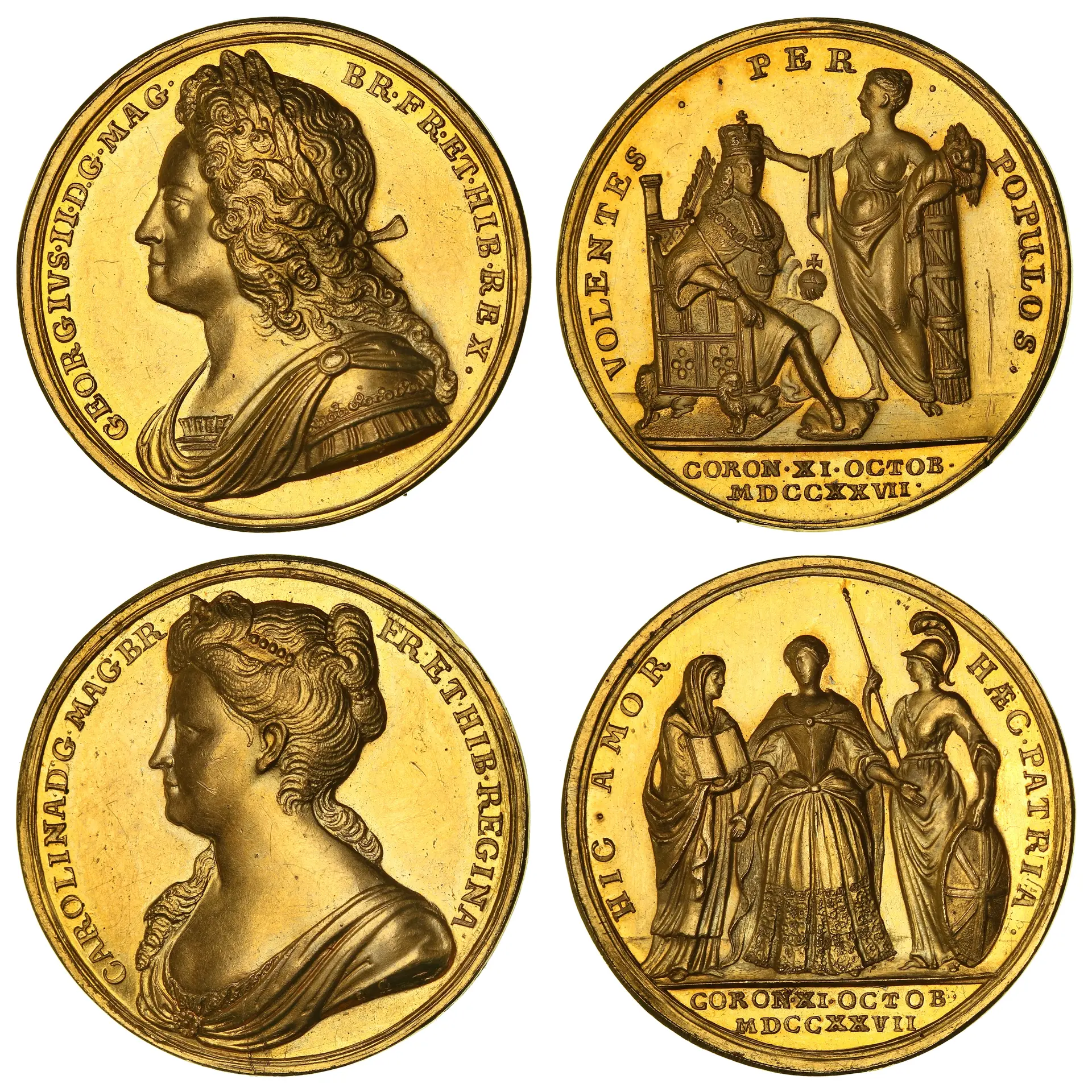 George II and Caroline, Official Presentation Pair of Gold Coronation