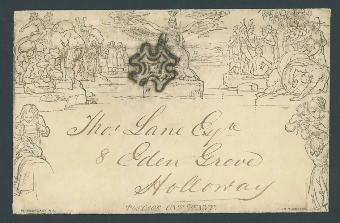 Great Britain 1840 Mulready One Penny Envelopes A131, dated 1 Sept.
