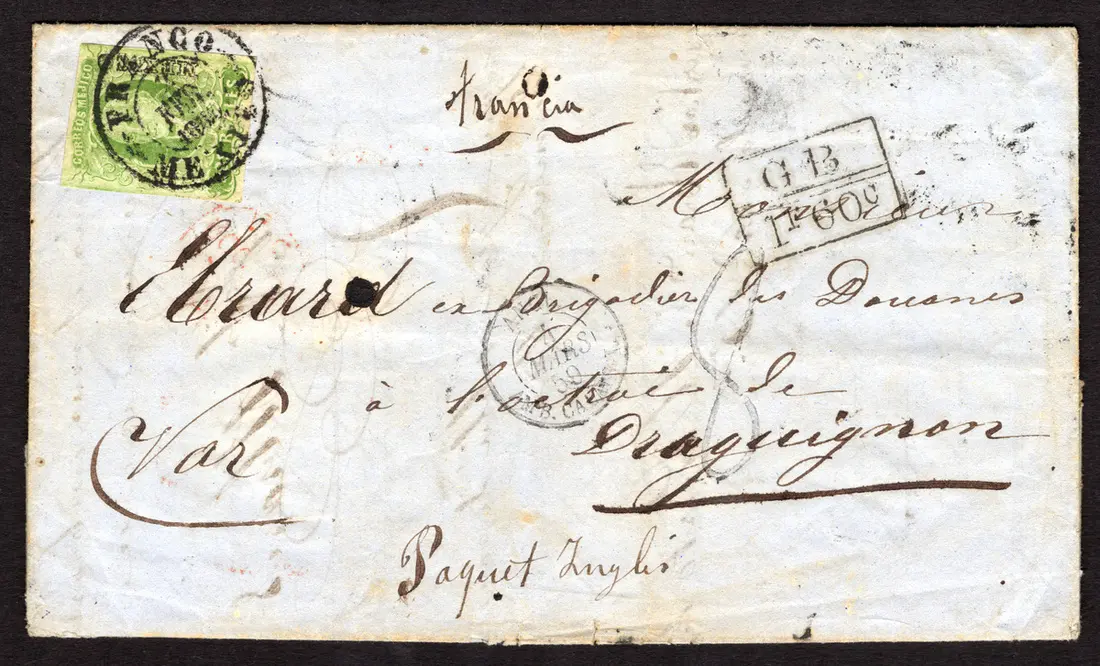1856 "Hidalgos" Mexico District. 2r. Green, cut close but clear of