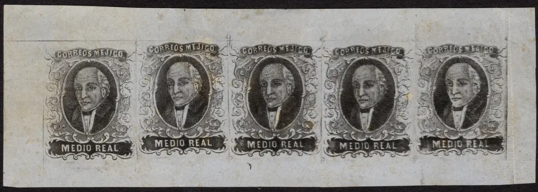 1856-1883 Classic Period 1856, ½r. black on greyish blue paper, proofs